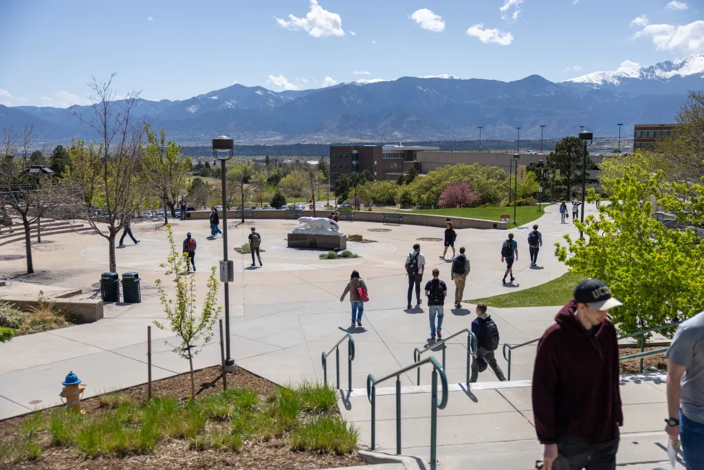 students walking on campus