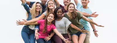 stock photo of a group with their arms open